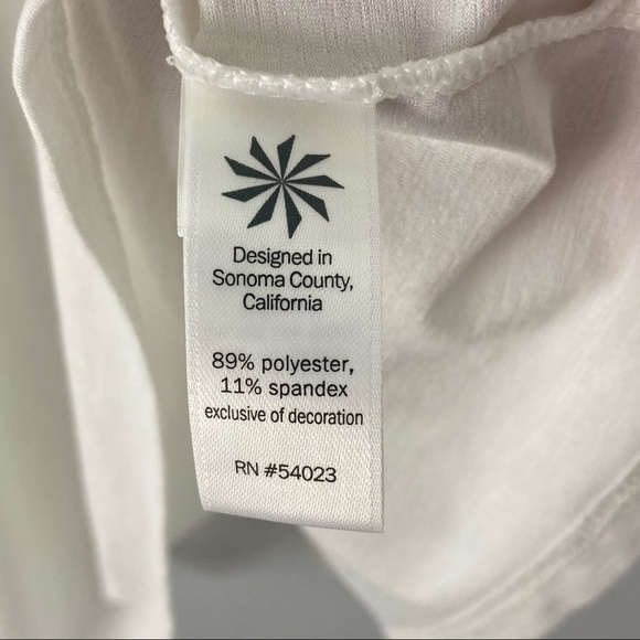 Athleta Size Medium Racerback White Tank Blue Cut Out Breathable - Picture 5 of 7